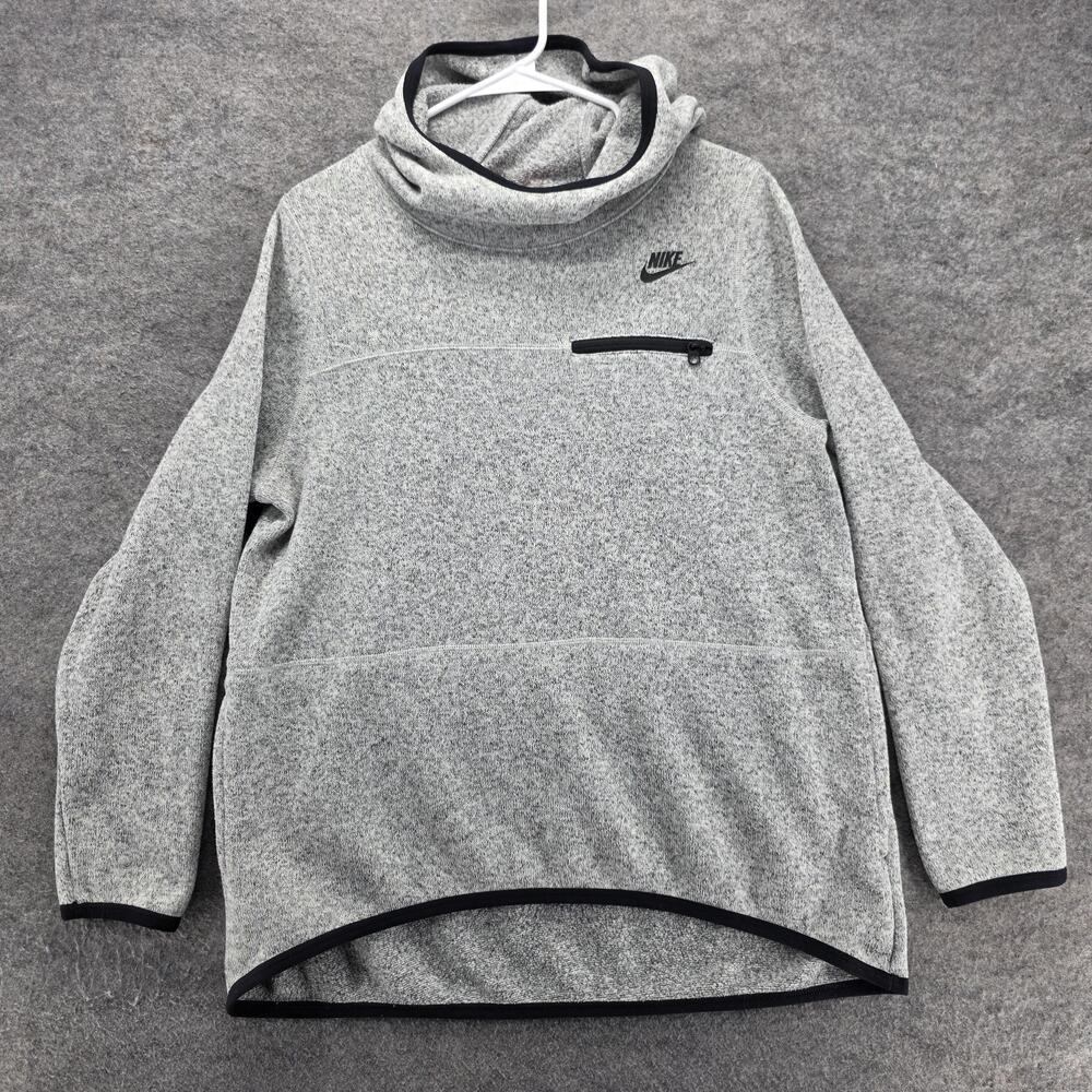 Nike Hoodie Mens L Gray Pullover Hooded Pockets Lined Fleece 914398-063
